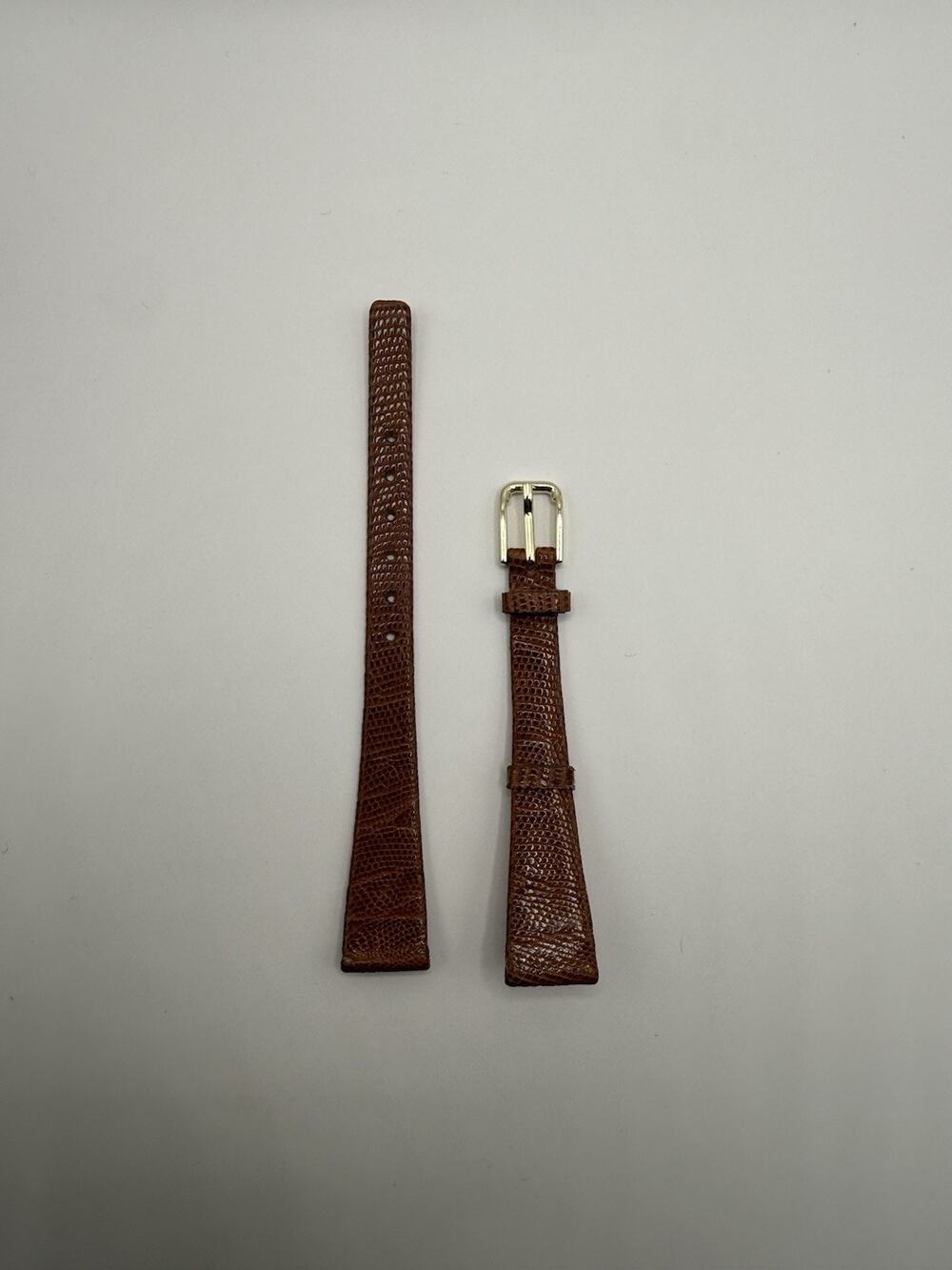 14mm KREISLER Genuine Lizard Tan NOS Vintage Watch Band & Gold-Tone Buckle